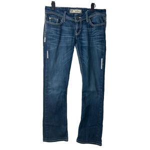 Buckle BKE Womens Sabrina Boot Cut Jeans Sz 29R Blue Denim Stretch Stitching A53